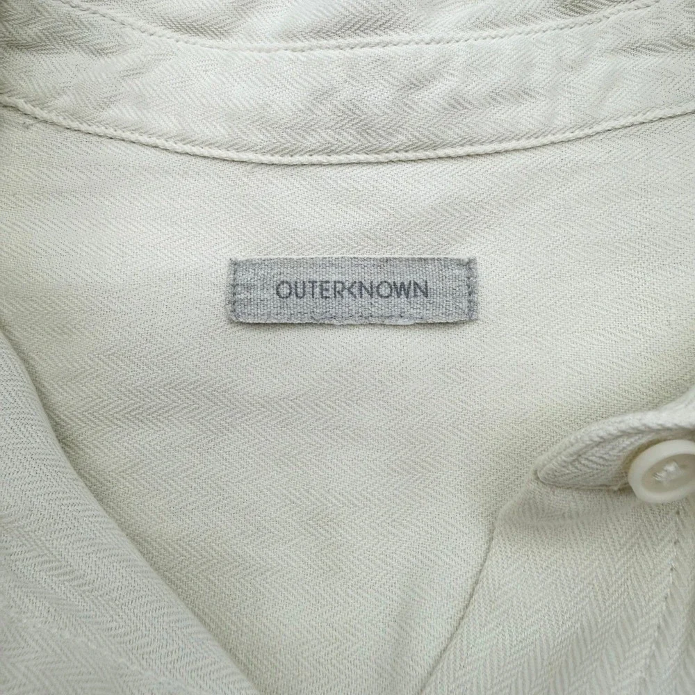 Outerknown Shirt Dress Womens M White Linen Organic Cotton Herringbone Lagenlook